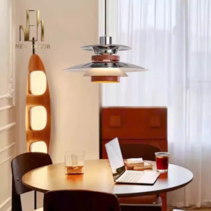 Đèn thả Chrome phối cùng màu gỗ