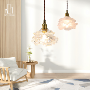 Đèn Thả Hoa Thủy Tinh Cánh Xếp Bắc Âu
