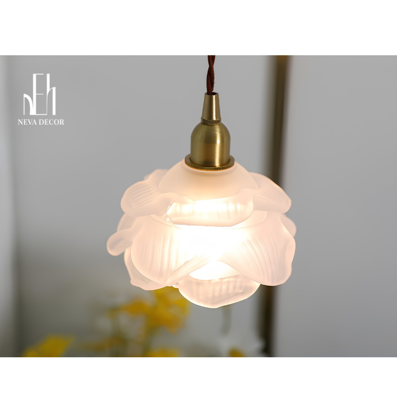 Đèn Thả Hoa Thủy Tinh Cánh Xếp Bắc Âu - Ảnh 4