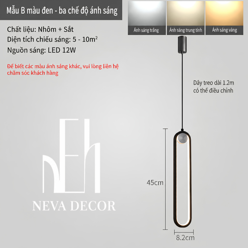 Đèn Thả LED Trụ Oval Bắc Âu - Ảnh 6