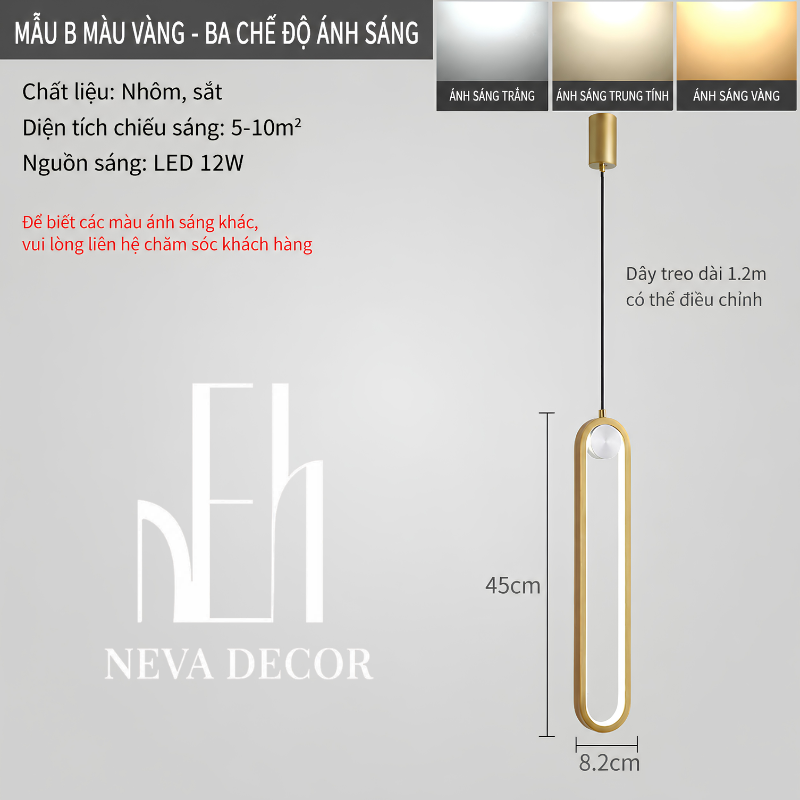 Đèn Thả LED Trụ Oval Bắc Âu - Ảnh 7