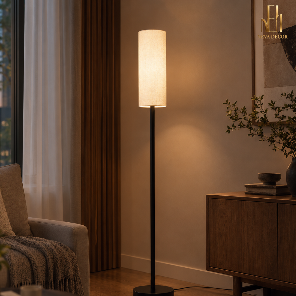 Đèn cây chao vải trụ Retro - Ảnh 4