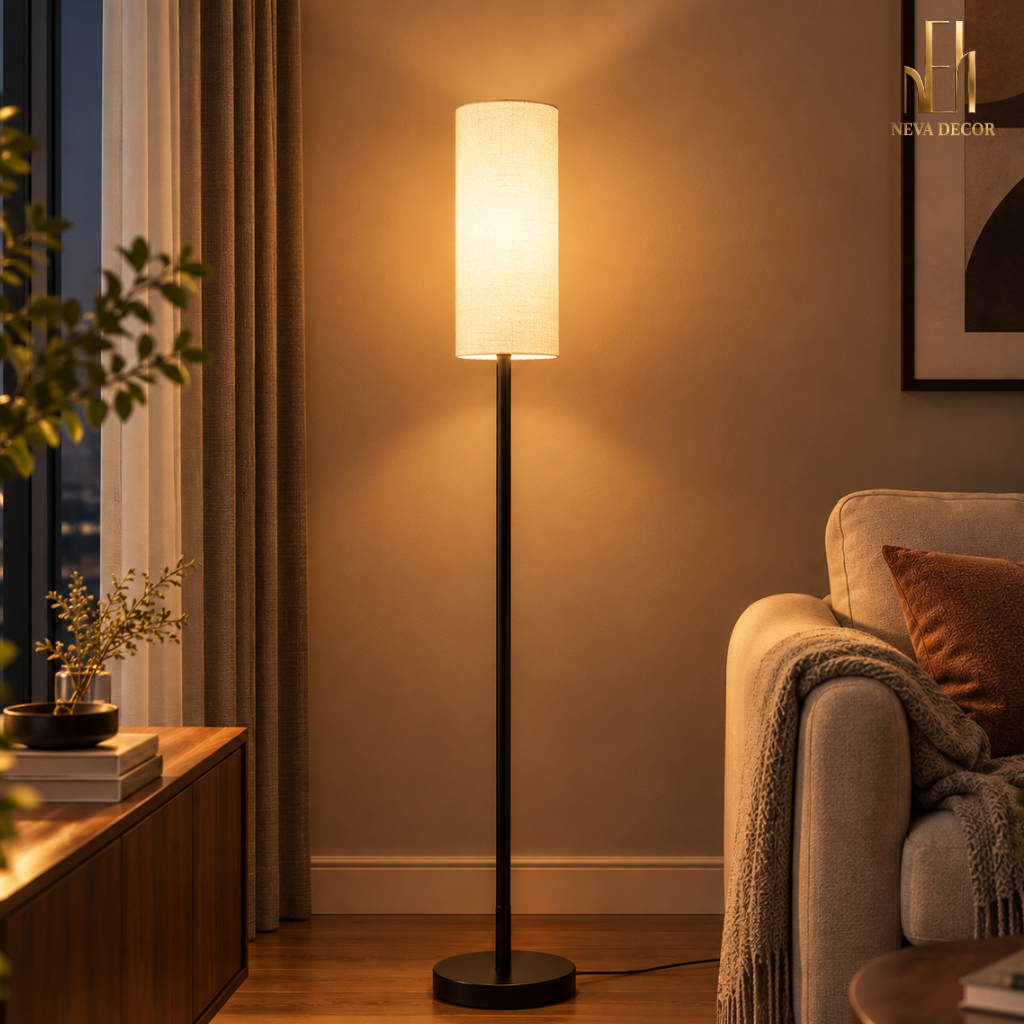 Đèn cây chao vải trụ Retro - Ảnh 5