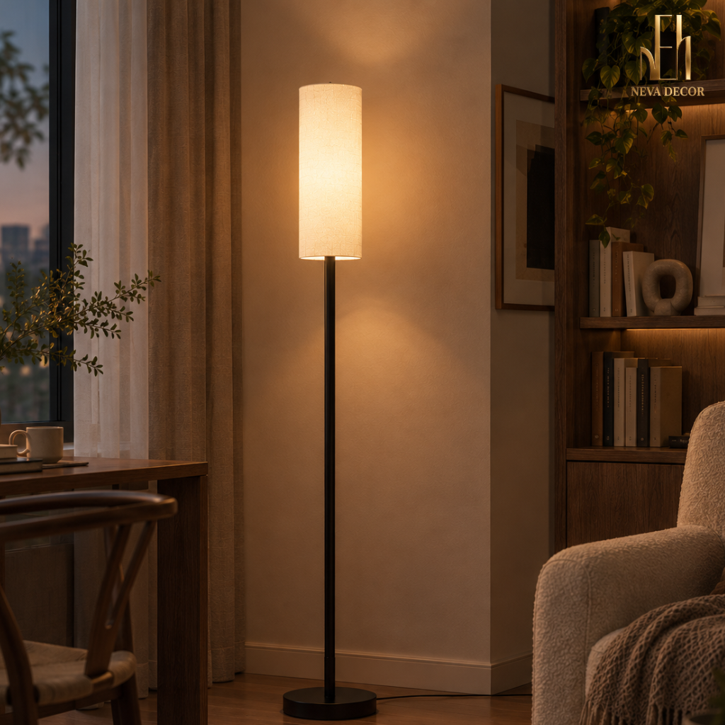 Đèn cây chao vải trụ Retro - Ảnh 8